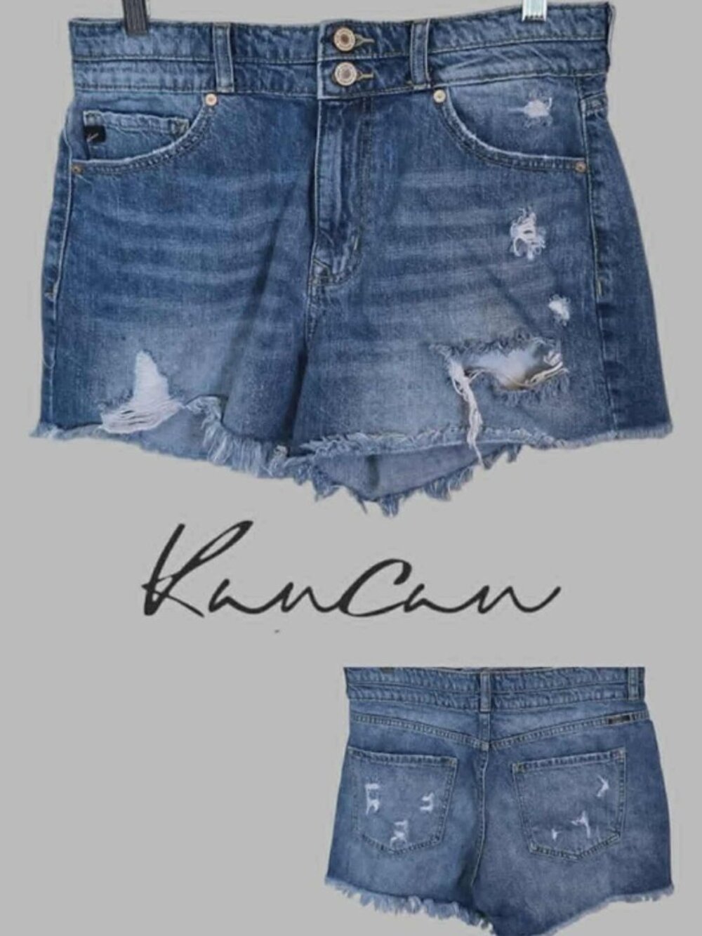 Kancan High Rise Distressed Denim Jean Shorts 100% Cotton Womens 28